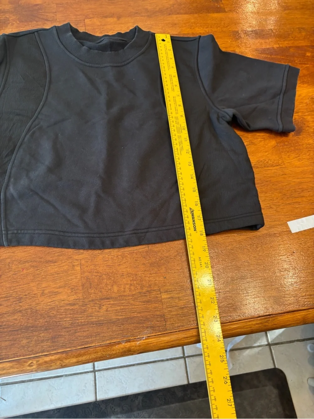 Lululemon Cotton French Terry + Swift T-Shirt Black Cropped Boxy Seam Detail 6